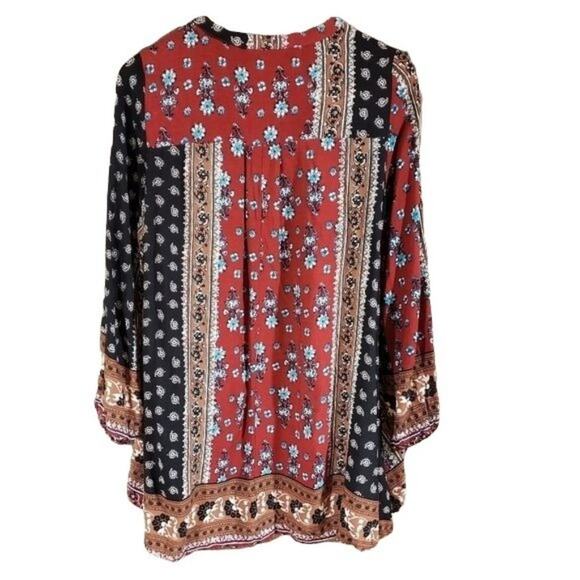 Camille & Co keyhole front boho pattern mini dress woman's size small - Picture 6 of 7